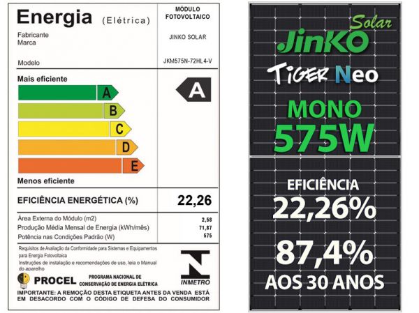 PAINEL SOLAR FOTOVOLTAICO JINKO 575w