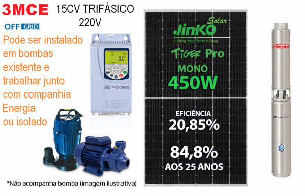 Gerador Energia Solar Para Motobomba 15CV 220V Trifásico