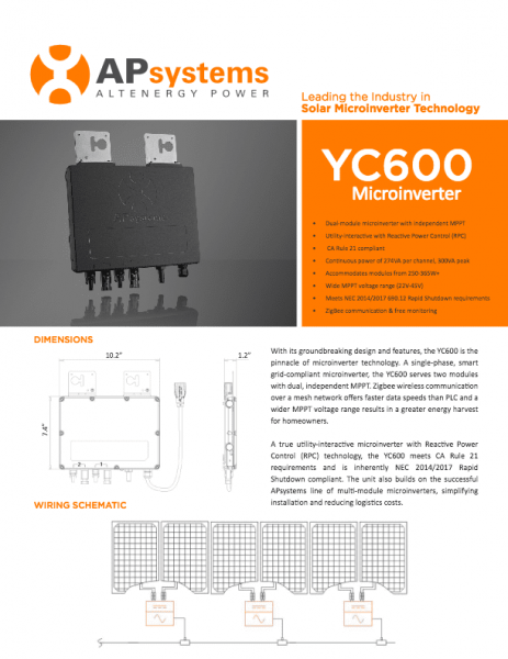 Microinversor YC600 APsystems