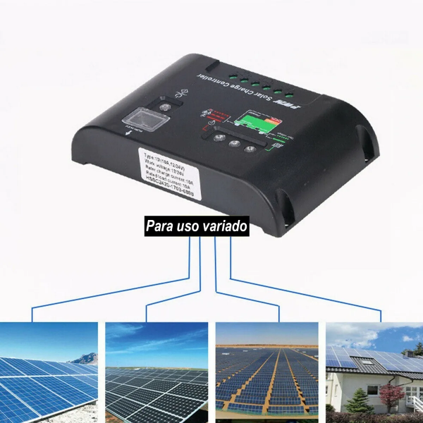 Controlador Carga Painel Solar 20a 12/24v Pwm Lcd Regulador