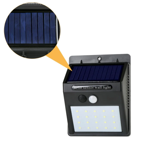 Luminária Solar 20 Led Com Sensor de Presença Wall