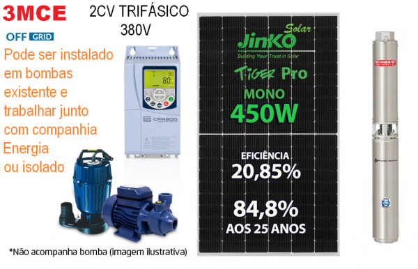 Gerador Energia Solar Para Motobomba 2CV 380V Trifásico