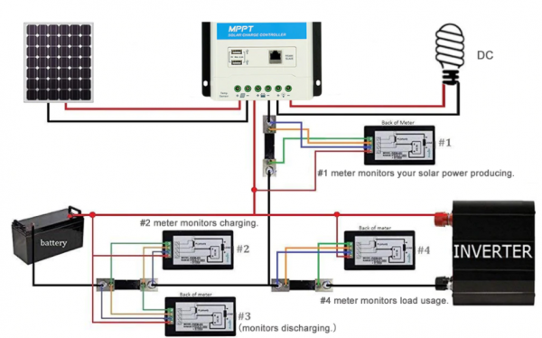 Wattímetro Voltímetro Amperímetro 12vdc 100vdc 100a + Shunt