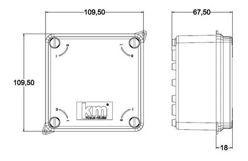 Caixa de Passagem 102X102X55MM AC (Plástica) Kraus Muller