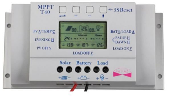 Controlador de Carga 40A Mppt 12 e 24v Sun Yoba