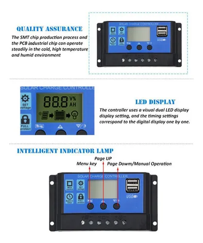 Controlador De Carga Solar 50A 12/24v Automático Pwm