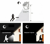 Luminária Solar 20 Led Com Sensor de Presença Wall