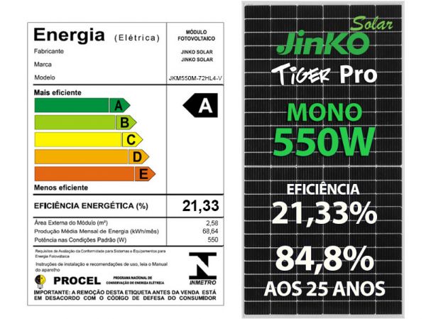 PAINEL SOLAR FOTOVOLTAICO JINKO 550w