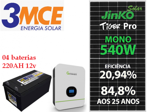 Energia Solar Off Grid Growatt 2,16KWP 220v