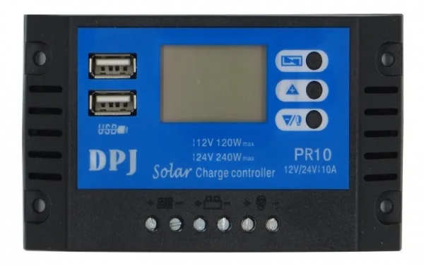 Controlador De Carga 10a Painel Solar 12v/24v Pwm Com Usb